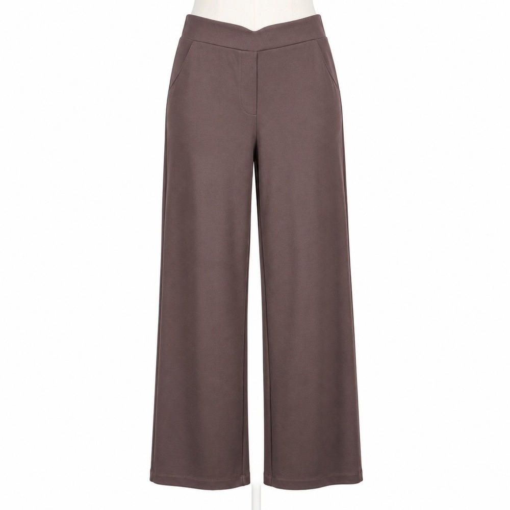 Quince Ultra-Stretch Ponte Wide Leg Pants Sz XL Brown Ankle Work Classic Minimal